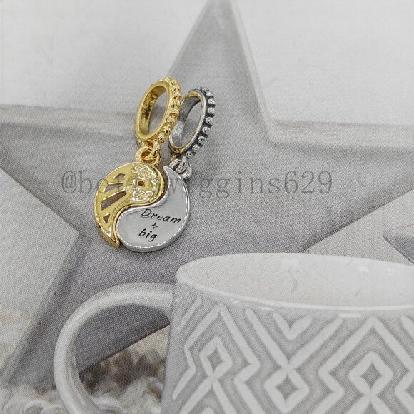 Pandora Two-tone Splittable Sun & Moon Dangle Charm - Picture 6 of 8